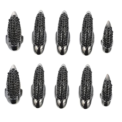 10St Adlerkralle-Nagel-Kit false nails falsche nägel gotischer Halloween-Schmuck Halloween-Nagelring Golddekor kleidung Halloween-Fingernagelklaue Fingerklaue Mädchen Strasssteine von minkissy