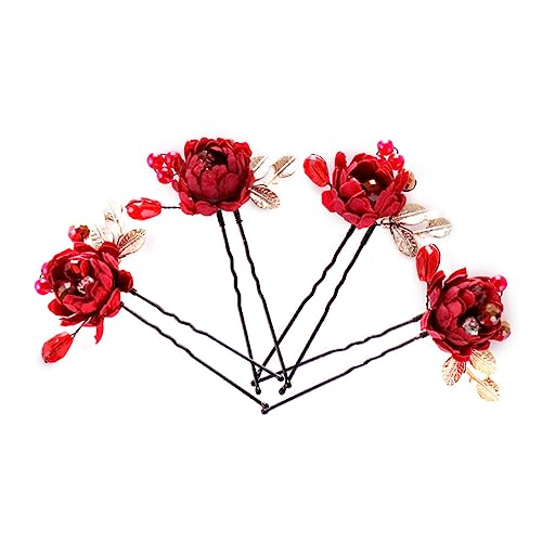 minkissy 10 Stücke Damen Haarnadel Retro Rosen Haarnadel Dekorative Haarstäbchen für Hochzeiten Partys und Freizeit Langlebiges Material von minkissy
