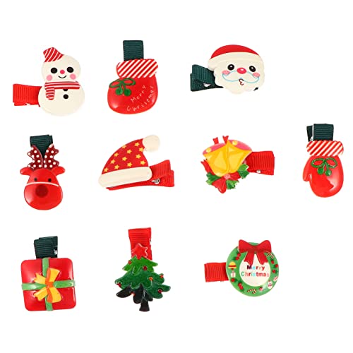 minkissy 10St Haarnadel aus Acryl Haarspangen für das neue Jahr süße Haarnadel Weihnachtsmütze Haarklammer Haarschmuck für Mädchen Weihnachtshaarspange Süss Kopfbedeckung Ausgabekarte Kind von minkissy