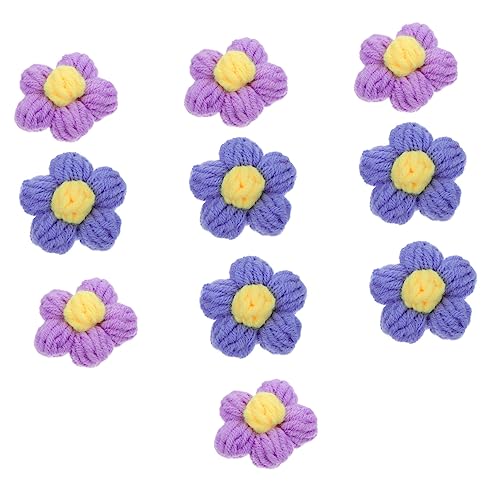 minkissy 10st Haarnadel Zubehör Häkelblumen Gestrickte Blumen Blumenflecken Haarband Selber Machen Blumenapplikation Blumen Aus Satinband Gänseblümchen-verzierungen Garn Künstlich Kleinkind von minkissy