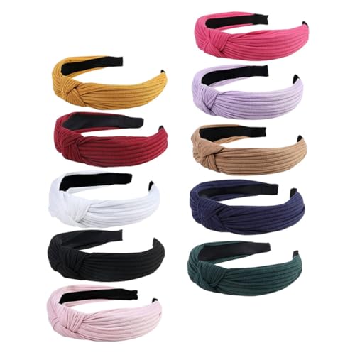 minkissy 10stücke Komfortable Elastische Stirnbänder Haarschnitt Dekore Knoten Decor Haarbänder Für Mädchen Und Frauen Schlichtes Farbdesign Hautfreundlich Und Wiederverwendbar von minkissy