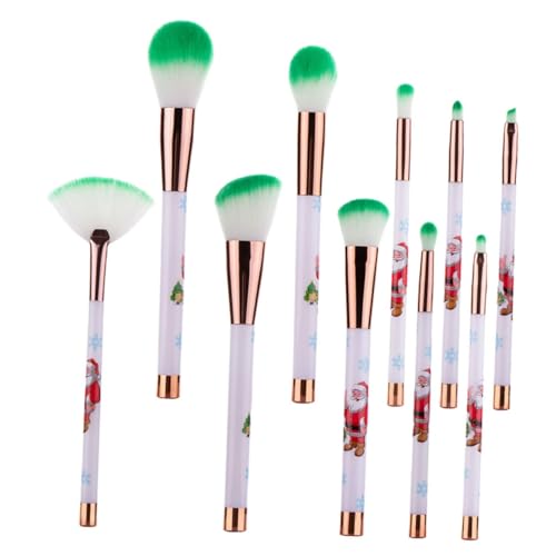 minkissy 10stücke Weihnachts-make-up-pinsel Griff Und Aluminiumrohr Für Foundation Blush Und Lidschatten Aus Kunstfaser von minkissy