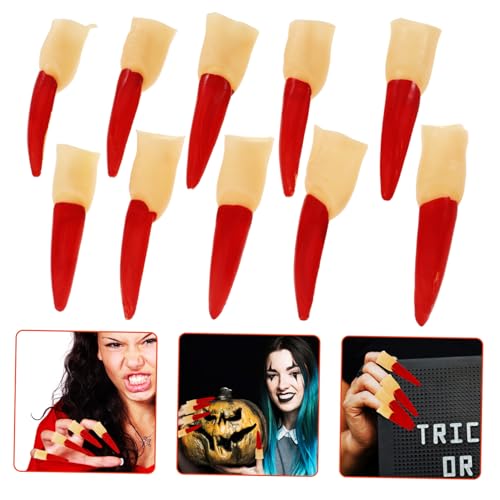 minkissy 10stücke Wiederverwendbare Gruselige Hexenfinger Realistische Halloween-requisiten Für Kostümpartys Und Cosplay Mit Langen Roten Fingernägeln Dekoration Für Schaurige Anlässe von minkissy