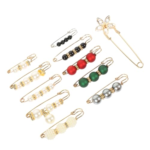minkissy 11Stücke Teiliges Kunstperlen Broschen Sicherheitsnadeln für Kleidung Taillen Clip zur Anpassung Eleganter Halter für Schals Shirts Vielseitig Einsetzbar von minkissy
