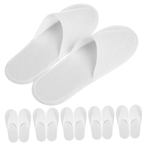 minkissy 12 Paare Einweg Spa Slipper aus Weichem Korallfleece Rutschfest Universalgröße Gästepantoffeln für Zuhause Hotel Pediküre und Wellness Weiße Hausschuhe für Damen und Herren von minkissy