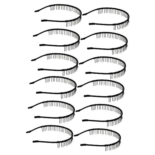 minkissy 12 Pcs Lange Zähne Anti-Rutsch Stirnband Koreanisches Zubehör Make-up Stirnband Metall Haarband für Männer Zähne Kamm Hariband Anti Slip Haarband Metall Zahn Stirnbänder Kamm Stirnband Feder von minkissy