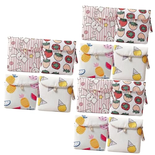 minkissy 12 STK Packung Mit Damenbinden Periodenwindeln Für Frauen Multifunktionale Kleine Tasche Kleine Münztüten Make-up-Taschen-Organizer- Aus Der Cartoon-Zeit Baumwolle von minkissy