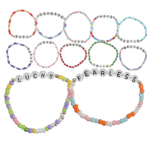 minkissy 12 Stck Teiliges Nachtlicht Buchstabenarmband für Mädchen Handgefertigtes Perlenarmband Farbenfrohes Schmuckstück für Besondere Anlässe und Langlebig von minkissy