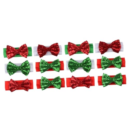 minkissy 12 Neugeborene Weihnachtsmütze Weihnachts-Stirnband mit Bowknot kinder haarschmuck christmas haarreif Baby Stirnbänder Kopftuch für Babys Kopf wickeln Weihnachtsstirnband Schal von minkissy