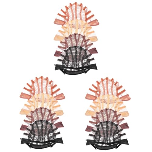 minkissy 12 Stk Perückenkappe aus Spitze Spitzenhaarnetze zur Herstellung von Perücken verstellbare Perückenkappe Motorhaube für Männer schwarze Perücke Perückenkappen Maschen Weben Hut von minkissy