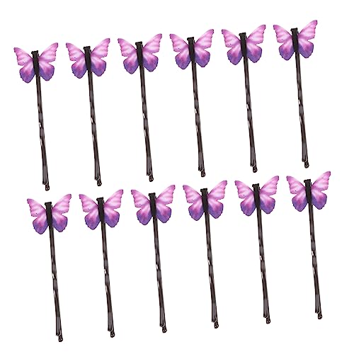 minkissy 12st Schmetterlings-haarspange Braut Haarspange Haar Seitlicher Clip Kleine Haarspange Schmetterlinge Haarspangen Schmetterlinge Haarnadel Zinklegierung Violett Süss Mädchen Klipp von minkissy