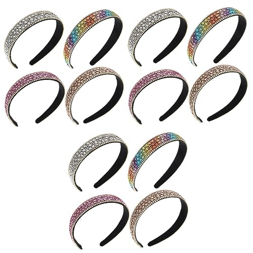 minkissy 12 Stk Strass-stirnband Glitzerkristall-haarband Stirnbänder Für Sportliche Damen Glitzernde Party Kristall-haarbänder, Rutschfest Mädchen Kosmetik Voller Diamant Strasssteine von minkissy