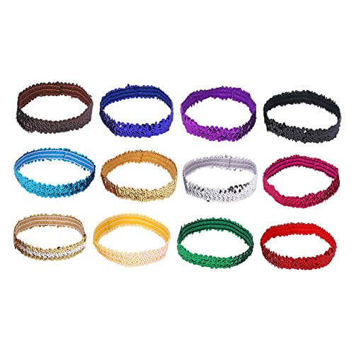 minkissy 12 Stück Teiliges Elastisches Pailletten Stirnband Weiche Modische Haarbänder für Damen und Mädchen Funkelndes Haaraccessoire für Party Festliche Dekoration und Alltag Komfortabel von minkissy