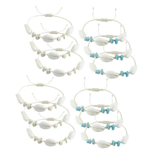 minkissy 12 Stück Teiliges Verstellbare Boho Muschel Armbänder für Damen Handgewebte Strand Schmuckstücke als Fußkette und Armschmuck Vielseitig Tragbar für Sommer und Urlaub von minkissy