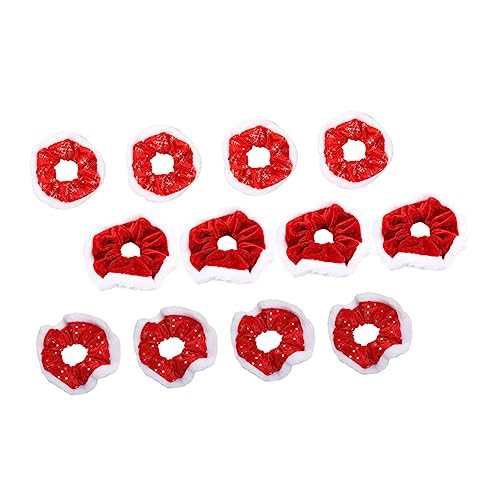minkissy 12 Stück Weihnachten Darm Haargummis weihnachts scrunchies weihnachts haarreif Haarhalter Haargummi Geweih Netz groß haarschmuck Haargummi für Mädchen dickdarm scrunchies Stoff rot von minkissy