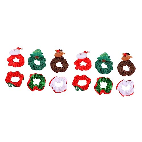 minkissy 12 Stk Weihnachtsschweinedarm Weihnachtshaarringe Weihnachtliche Haargummis Jubelbögen Für Mädchen Haargummis Für Damenhaar Haarband Christbaum Kind Stoff Haarnadel Weihnachten von minkissy