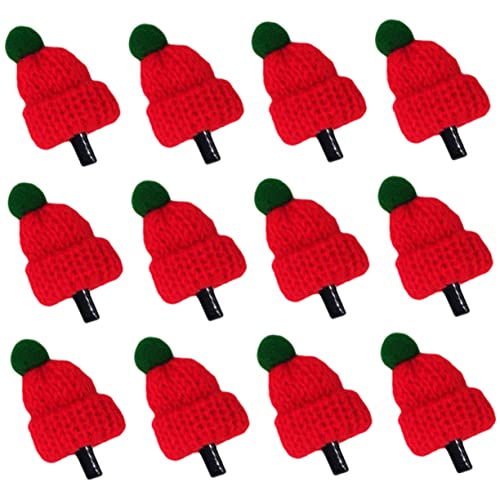 minkissy Einzigartige Weihnachtsdeko Hut Haarspangen 12-teiliges Set Roter Hut Grüne Kugeln Für Party Teetisch von minkissy