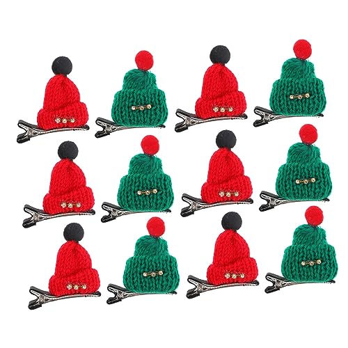 minkissy 12st Kleine Huthaarnadel Weihnachtsmütze Haarspangen Weihnachts-haarschmuck Weihnachtsmann Haarnadeln Kleine Hut-haarspangen Schneiden Koreanische Version Krokodilklemme Wolle Kind von minkissy