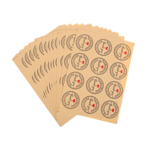 minkissy 12stücke Kraftpapier Herz Aufkleber Selbstklebende Thank You Etiketten Für Handgemachtes Und Backwaren Dekorative Verpackungsaufkleber Für Besondere Anlässe von minkissy