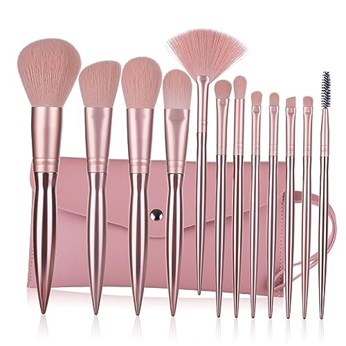 minkissy 12stücke Teiliges Make-up Roségold Kosmetikpinsel Mit Tasche Puderpinsel Professioneller Pinselset Für Damen von minkissy
