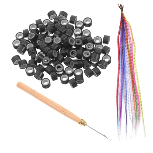 minkissy Farbfedern Haarverlängerungen Farben Mit Mikroperlen Und Häkelnadeln Synthetische Haarstreifen Für Party Und Festival von minkissy