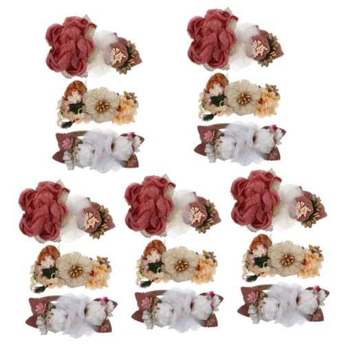 minkissy 15 Stk Haarschmuck für Kinder hair accessories kinder haargummis Haarband Blumenmädchen Haarschmuck Stirnbänder für Mädchen Blumenstirnbänder Nähen Stirnband Kopfbedeckung von minkissy