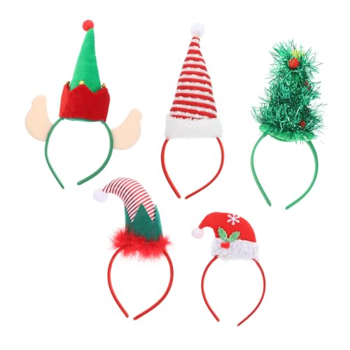 minkissy 15 Weihnachtsstirnband Weihnachtsmütze mit Haarband Weihnachtsbaum-Stirnband christmas haarreif christmas headband rote Hüte Hut für Kinder Haarband- dekoratives Haarband von minkissy