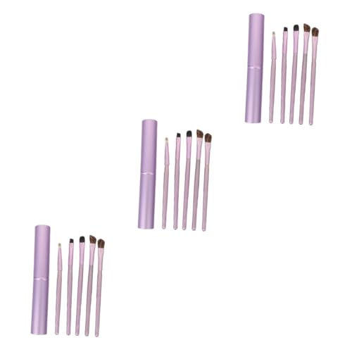 minkissy 15-teiliges Rosshaar-Lidschattenpinsel, Reise-Set für Damen, dünner Eyeliner-Pinsel, Foundation-Pinsel, Augenwerkzeug, Make-up-Pinsel, Kosmetikpinsel, Miss Mix, Lippenpinsel, Lila von minkissy