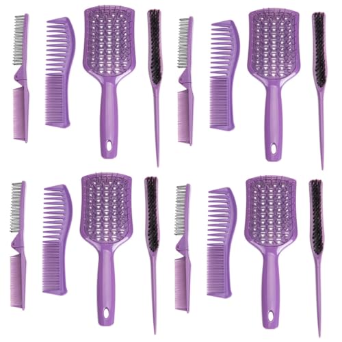 minkissy 16 Stk Vierteiliges Frisierkamm-Set lila Klamotten Sicherheitsfriseurkamm Kämme für Männer Haarbürste Friseur-Haarkamm nasser Haarkamm Schutz einstellen Diamant vierteiliges Set von minkissy