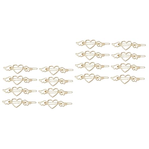 minkissy 16 Stück Brautjungfern-Haarspangen aus Metall, Herz-Clips, Brautschmuck, Haarspangen, Flügel, Haar-Accessoire für Frauen, Herzflügel, koreanische Version, Miss Decorate von minkissy