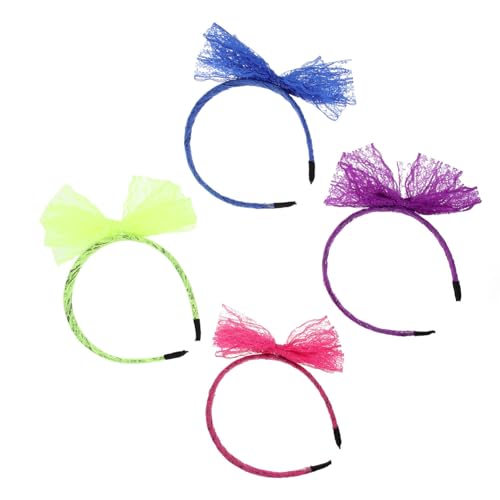 minkissy 16 Stk Schleife Stirnband Haarband Mit Spitzenschleife Weiches, Elastisches Spitzen-bowknot-stirnband 80er Stirnbänder Für Frauen Bogen Haarreifen Tuch Fräulein Halloween Halskette von minkissy