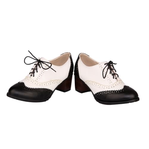 minkissy 1Paar Damen Schnürschuhe Langlebigem Material Schwarze Brogues Mit Tiefem Chunky Heel Für Freizeit Besondere Anlässe minkissy 1Paar Damen Schnürschuhe Langlebigem Material Schwarze Brogues Mit Tiefem Chunky Heel Für Freizeit Besondere Anlässe von minkissy