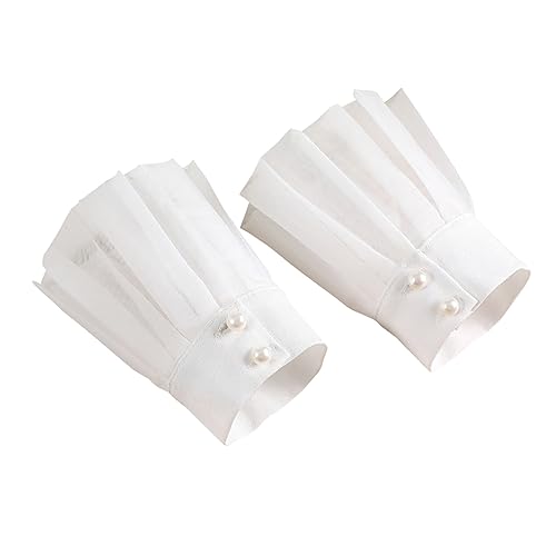 minkissy Damen Abnehmbare Blusenmanschetten Aus Netz Mit Rüschen Stilvolle Handgelenkmanschetten Für Frauen Praktischer Ärmelloser Kragen Für Besondere Anlässe Modisches Zubehör Für von minkissy