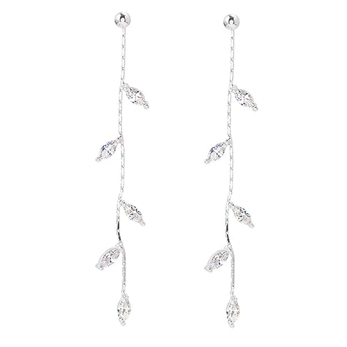 minkissy 1Paar Lange Quaste Ohrringe mit Strasssteinen und Blattdesign Eleganter Schmuck für Frauen und Mädchen für von minkissy
