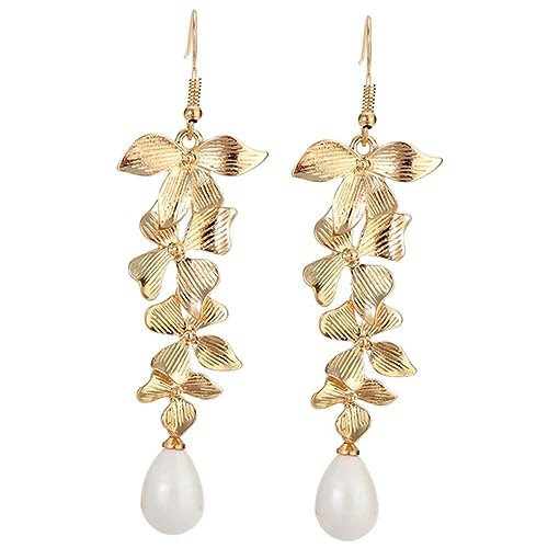 minkissy 1Paar Perlenohrringe für Damen Hängende Ohrringe mit Blumen Design für Dating Abschlussball Party und Täglichen Gebrauch Hochwertige von minkissy