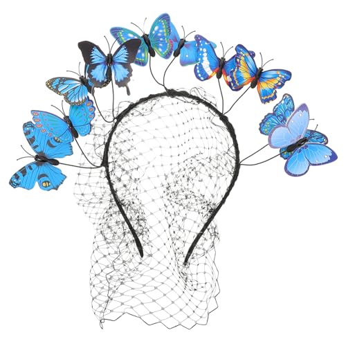 minkissy 1Pc Schmetterling Stirnband Kinder Hüte Brautschleier Stirnband Hochzeit Haarband Antenne Damen Kunststoff Hochzeit Blau von minkissy