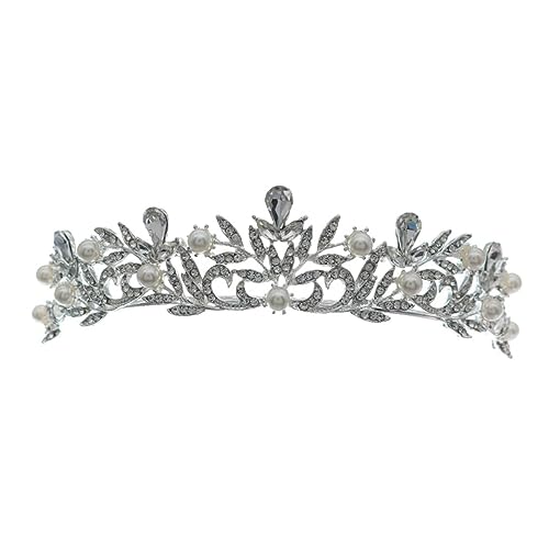 minkissy 1Stk Perlenkrone Haarschmuck für Frauen Strass Haarschmuck für Damen braut kopfschmuck zartes Haarband graceling dirndl elegant juweli Kronenkopfschmuck braut haar Legierung Silver von minkissy