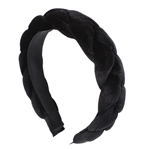 minkissy Schwarzes Geflochtenes Stirnband Aus Tuch Für Haarreif Kreativer Haaraccessoire Für Frauen Und Mädchen von minkissy