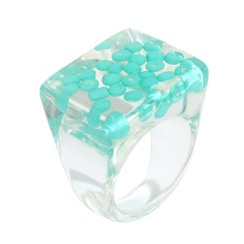 minkissy Perlenring Für Damen Breiter Fingerring Eingelegter Perlenring Stylischer Ring Für Frauen Fingerschmuck Für Alltagskleidung Und Festivals von minkissy