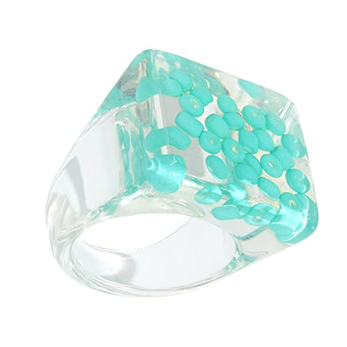 minkissy Kreativer Breiter Harzring Für Frauen Als Schmuck Ornament Mit Intarsien Perle Aus Hautfreundlichem Material Für Kostümdekoration Und Alltag von minkissy