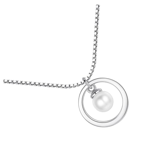 minkissy Perlenkette Aus Silber Für Damen Schlichte Halskette Mit Perlenanhänger Stylische Kette Als Geschenk Für Besondere Anlässe von minkissy