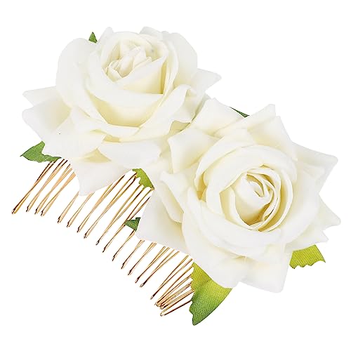 1pc Rose Haar Frauen Kopfschmuck Damen Haarspangen Haar Barrettes für Frauen Hochzeit Tiara Rot Haar Clip Braut Kopfschmuck für Hochzeit Braut Haar Dekor Frauen Haar Zubehör Clip von minkissy