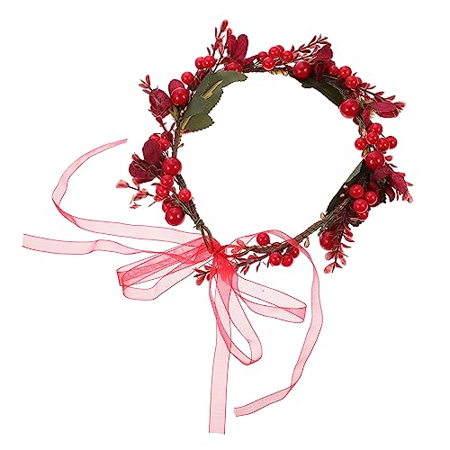 1Stk Weihnachtskranz Weihnachtsgirlande weihnachtskopfkränze zarter Beerenkranz Haarbänder Stirnband Feiertagskranz Kopfschmuck Mädchen-Kranz-Kopfschmuck Hochzeit Kopfbedeckung von minkissy