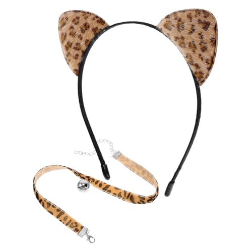 minkissy 1satz Leopard Druck Katzenohren Haarreif Mit Glöckchen Cosplay Zubehör Für Partys Und Festivals Bequeme Und Süße Halskette Für Kostüme Und Besondere Anlässe von minkissy