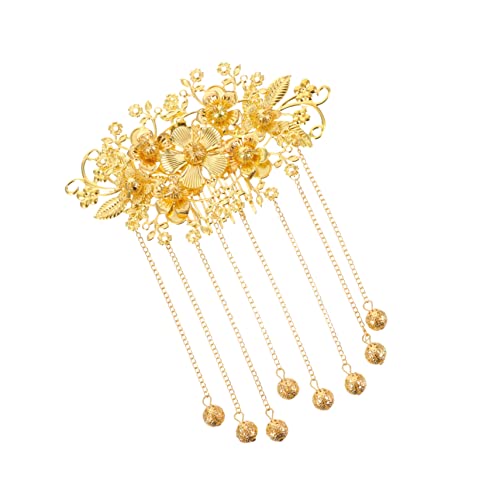 minkissy 1stk Vintage Accessoires Haarnadel Blumenhaarnadel Brauthaarkamm Für Frauen Goldener Hochzeitskamm Chinesischer Hochzeitshaarkamm Brauthaar Gold Legierung Fräulein Quaste Zubehör von minkissy