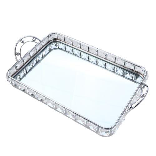 minkissy 1stück Glänzendes Silberner Schmuckdisplay Tray Mit Kristallrahmen Kosmetik-organizer Für Schminktisch Deko Für Parfüm Und Schmuckaufbewahrung von minkissy