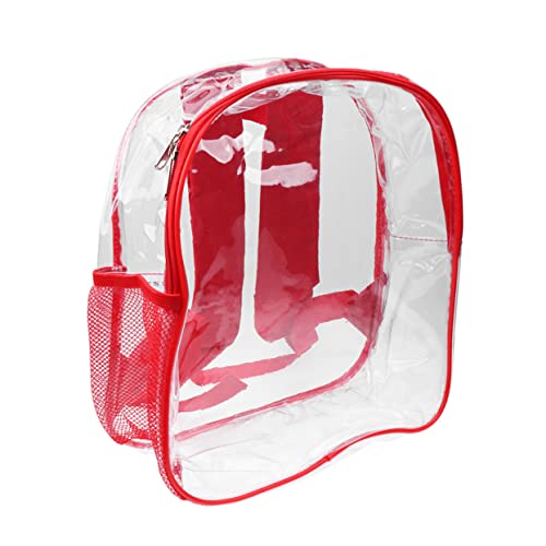 minkissy 1stück Transparenter PVC Schulrucksack Für Mädchen Roter Zipper Rucksack Mit Verstellbaren Trägern Und Netzseitentaschen Für Wasserflasche Für Und von minkissy