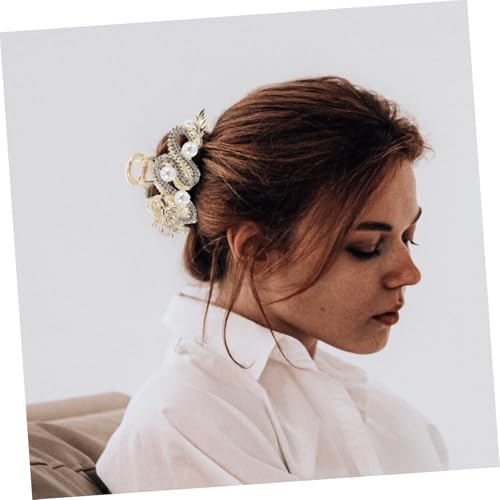 minkissy 2 Chinesische Dragon Hair Claw Clips Große Starke Metall Haarspangen in Blau Gold Rutschfeste Halboffene Haarclips für Damen Teens Traditionelles Design Vielseitiges von minkissy