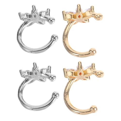 minkissy 2 Paar Blüten Zirkonia Ohrmanschetten Kupfer Ohrclips Nicht Piercing Strass Schmuck für Damen Teen Mädchen Geschenk Geburtstag von minkissy
