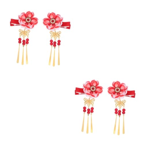 minkissy 2 Paar Haarnadel Haarklammer Kimono-Haarklemme Strass-Haarspangen für Frauen Tiara japanische Retro-Haarspange Haarschmuck mit langen Quasten Weihnachten schmücken Zubehör Fräulein von minkissy